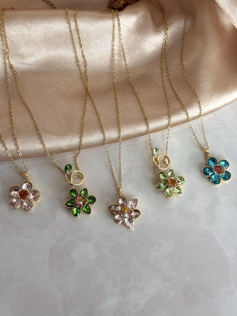 Emerald Green Flower Authentic Necklace
