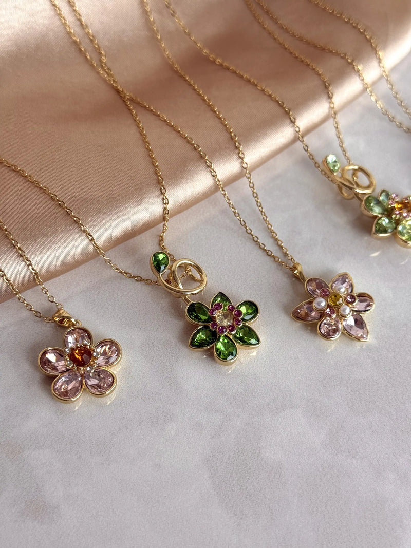 Emerald Green Flower Authentic Necklace