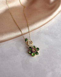 Emerald Green Flower Authentic Necklace - thumbnail 1