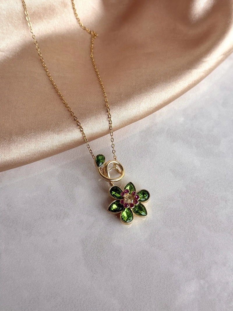 Emerald Green Flower Authentic Necklace