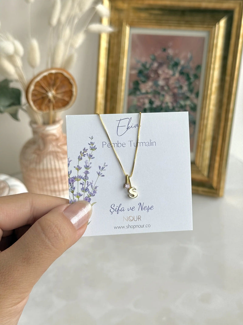 925 Sterling Silver | Mini Stone-Set Birthstone Initial Necklace