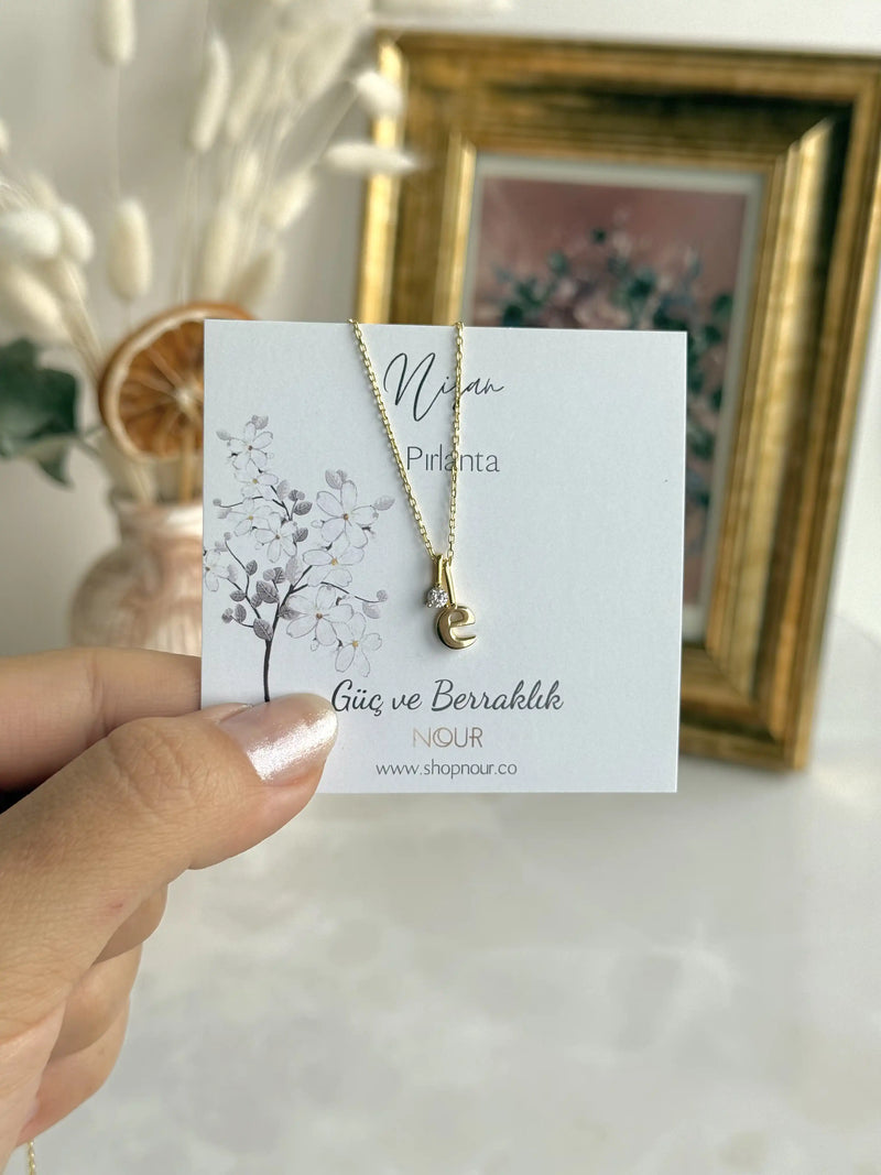925 Sterling Silver | Mini Stone-Set Birthstone Initial Necklace
