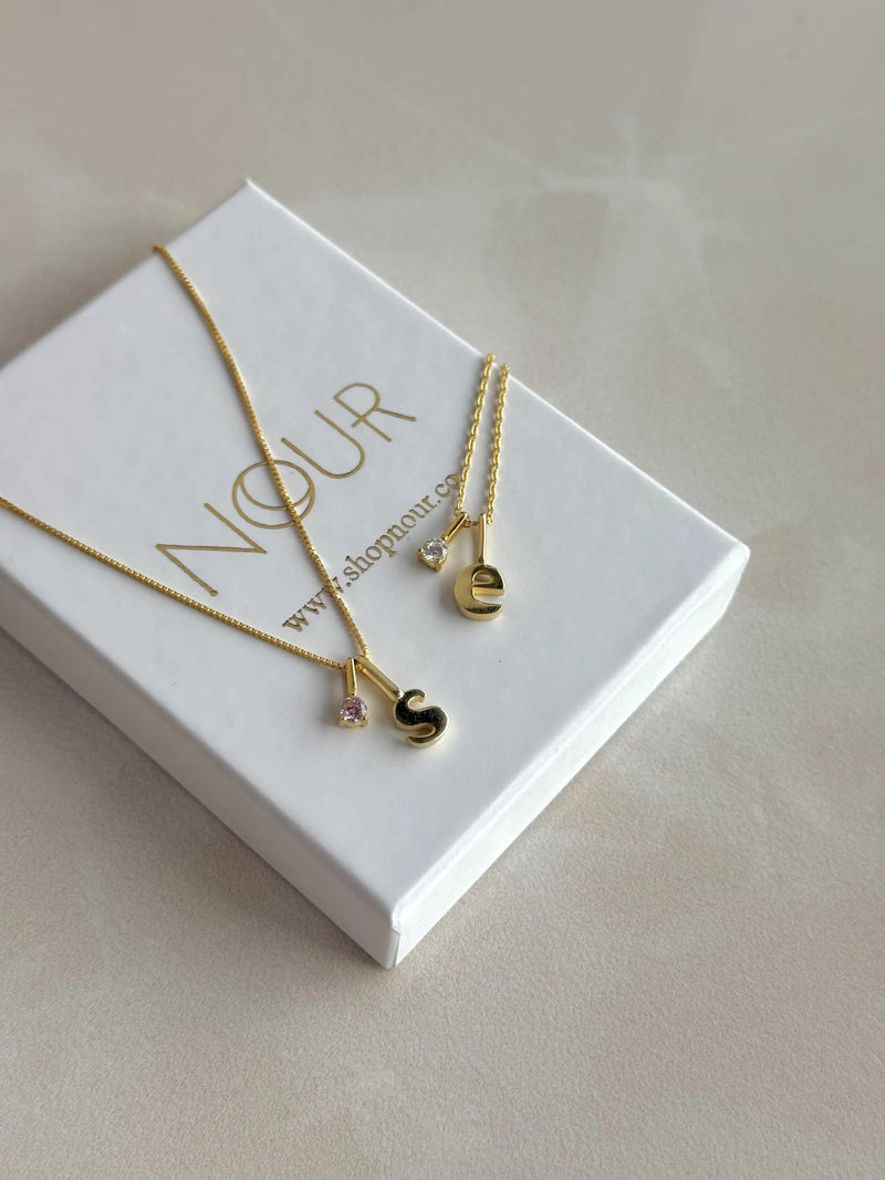 925 Sterling Silver | Mini Stone-Set Birthstone Initial Necklace