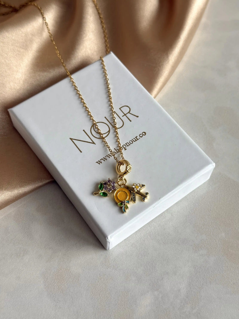 Colorful Ring Charm Necklace