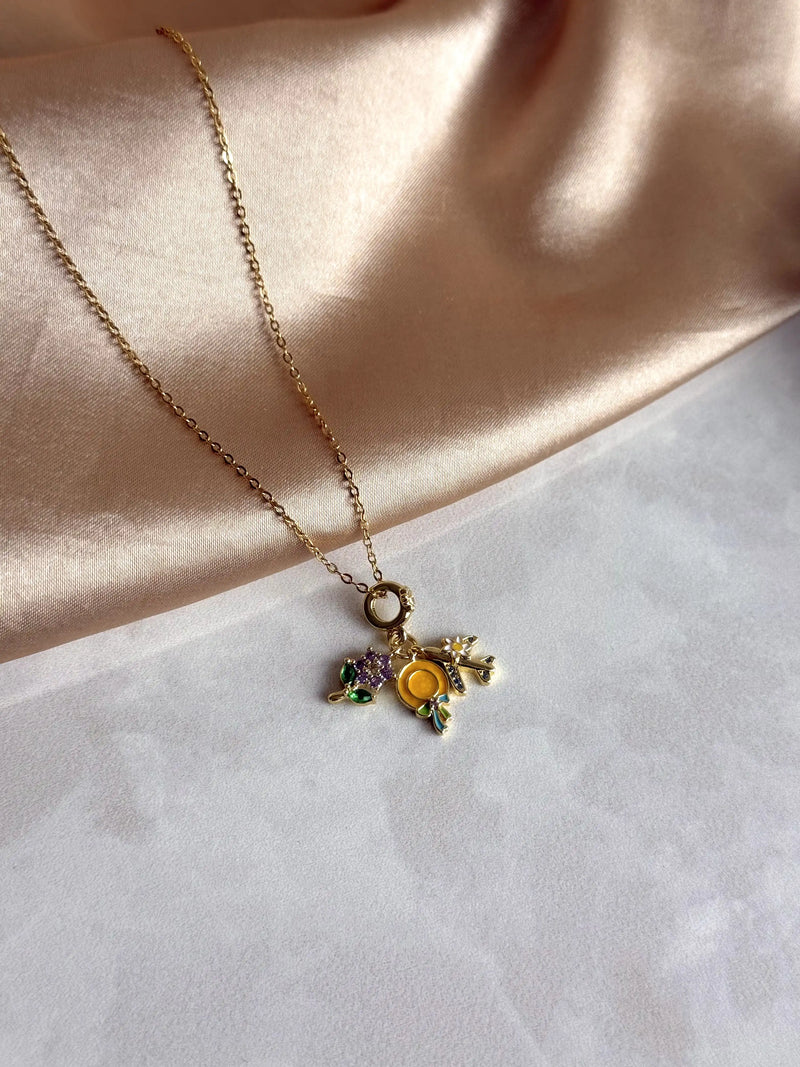 Colorful Ring Charm Necklace