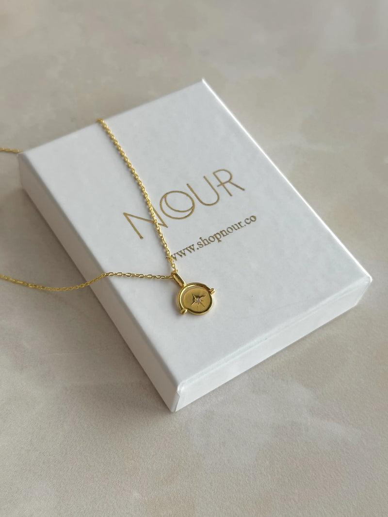 925 Sterling Silver | Spinning Star Necklace with Initial on the Back