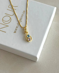 925 Sterling Silver | Double Birthstone Necklace - thumbnail 1