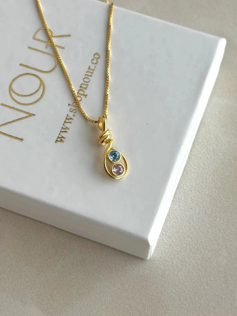 925 Sterling Silver | Double Birthstone Necklace