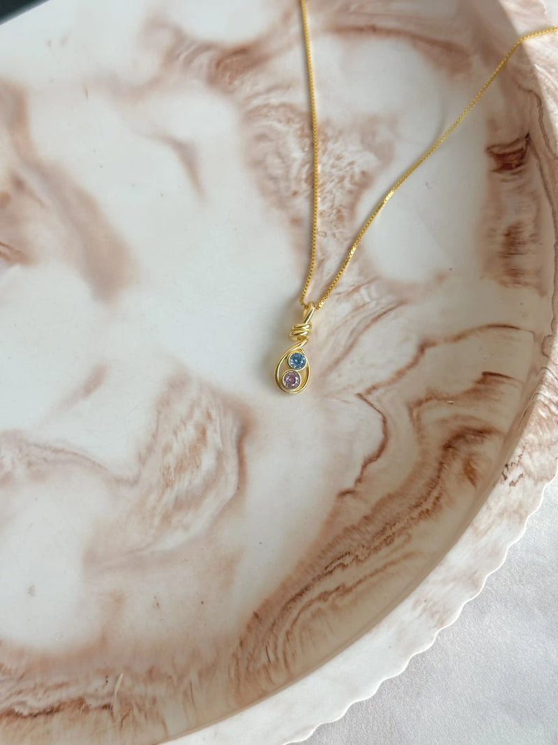925 Sterling Silver | Double Birthstone Necklace