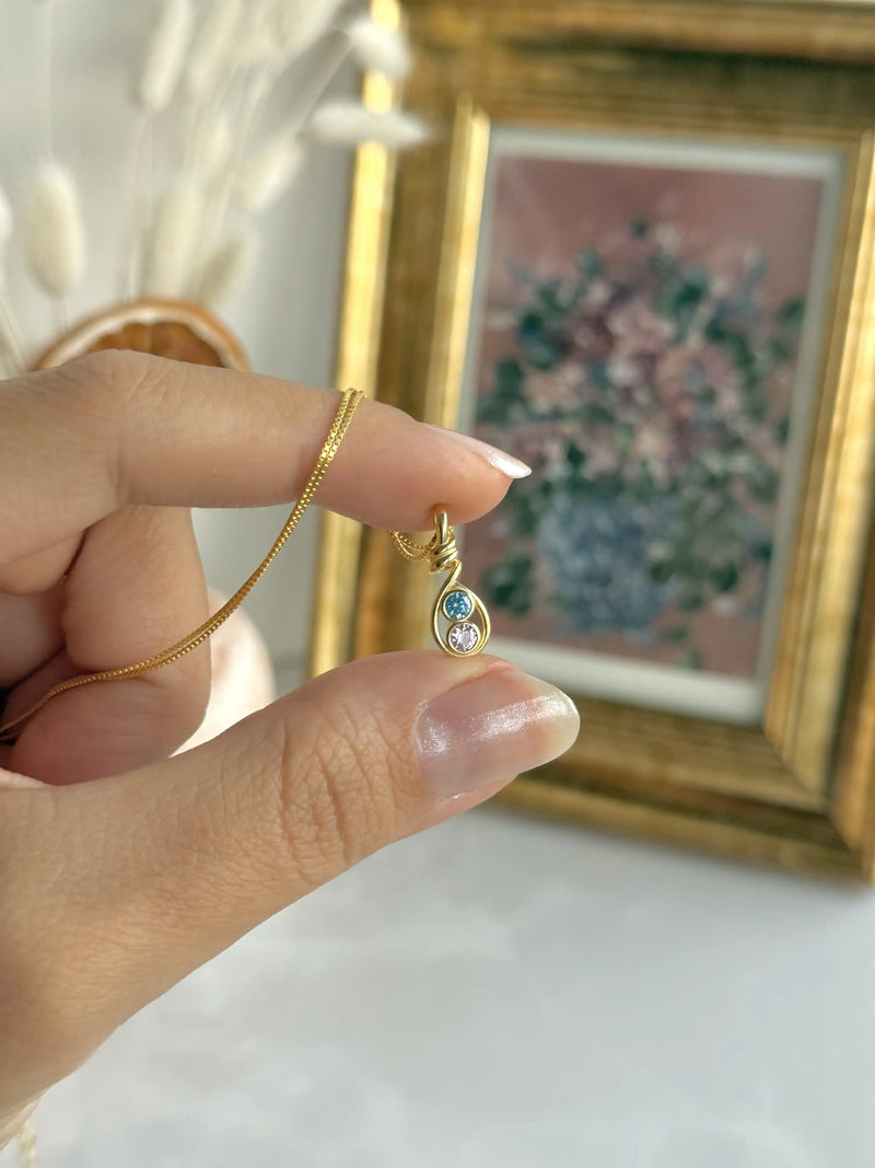 925 Sterling Silver | Double Birthstone Necklace