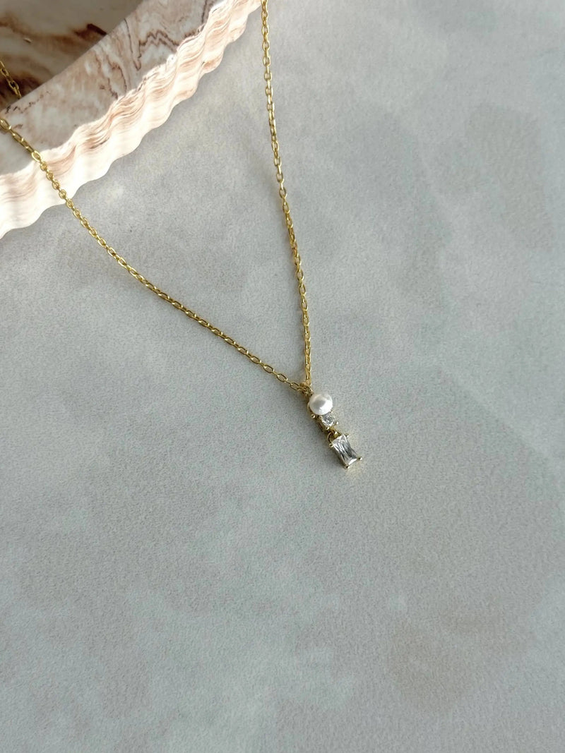 925 Sterling Silver | Pearl and Stone Necklace