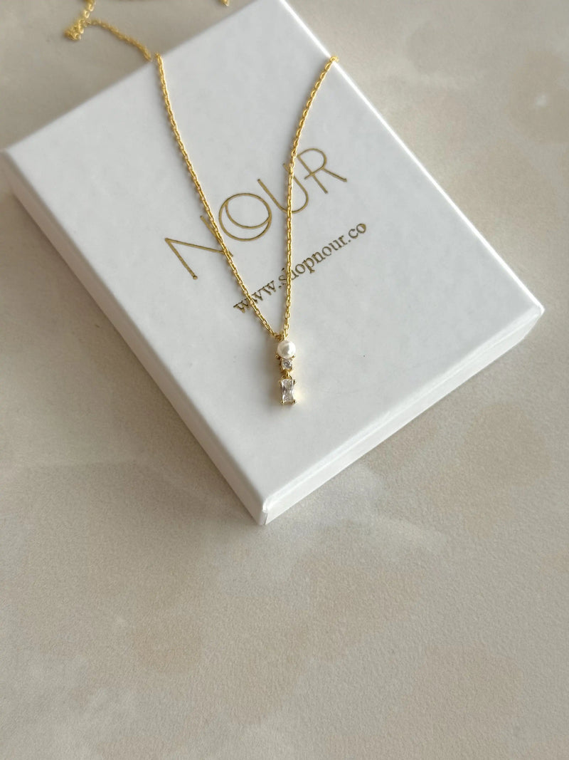 925 Sterling Silver | Pearl and Stone Necklace