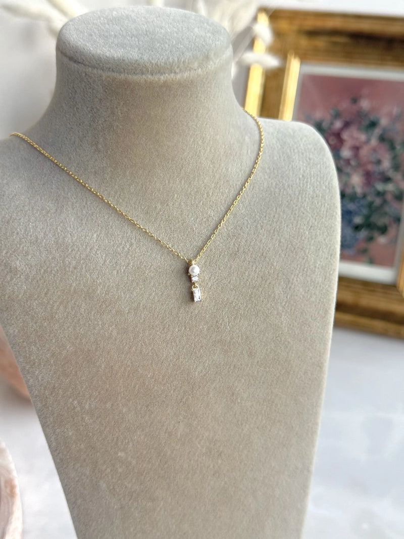925 Sterling Silver | Pearl and Stone Necklace