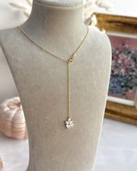 925 Sterling Silver | Adjustable Lotus Y Necklace - thumbnail 3