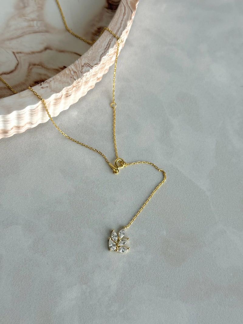 925 Sterling Silver | Adjustable Lotus Y Necklace