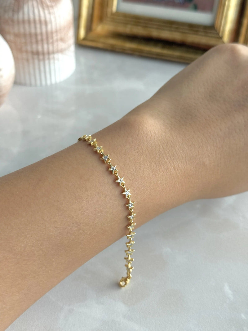 925 Sterling Silver | Stone-Set Star Bracelet