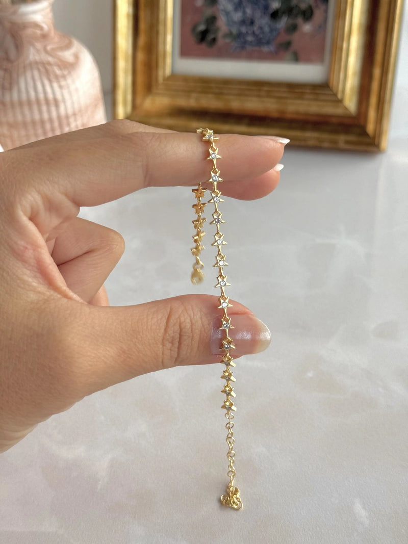 925 Sterling Silver | Stone-Set Star Bracelet