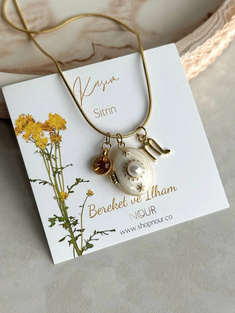 November Birth Month Zodiac Locket Necklace