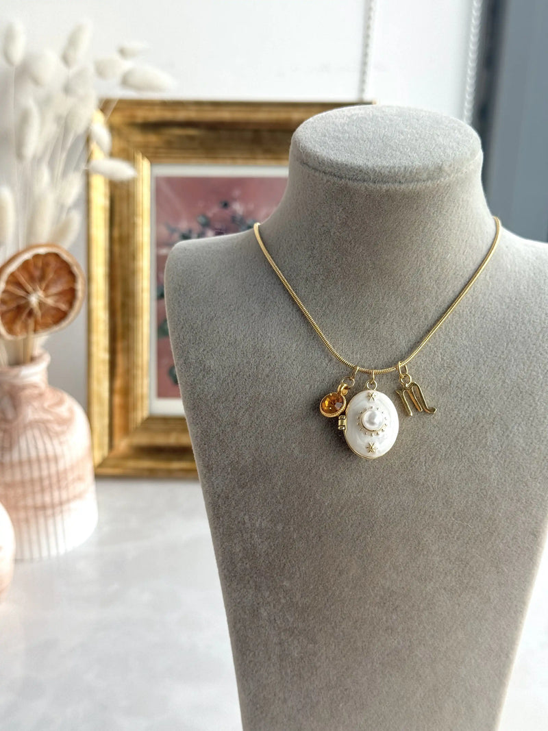 November Birth Month Zodiac Locket Necklace