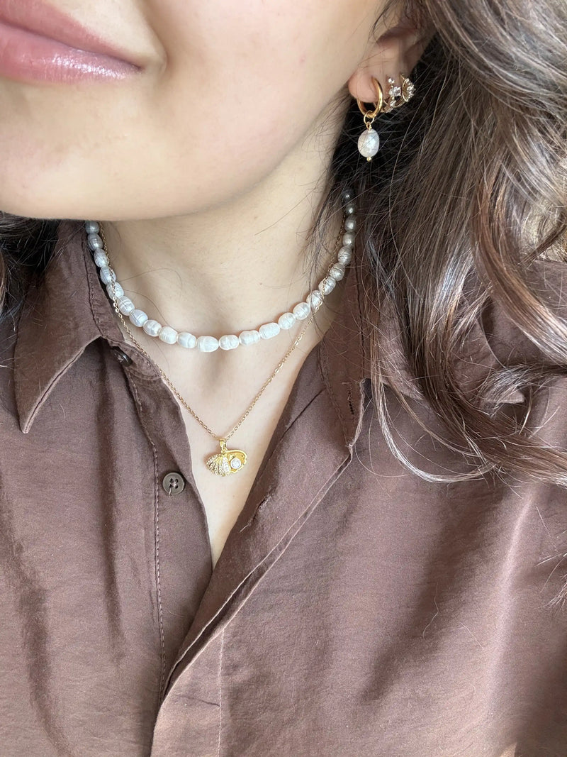 Pearl Necklace and Earring Set