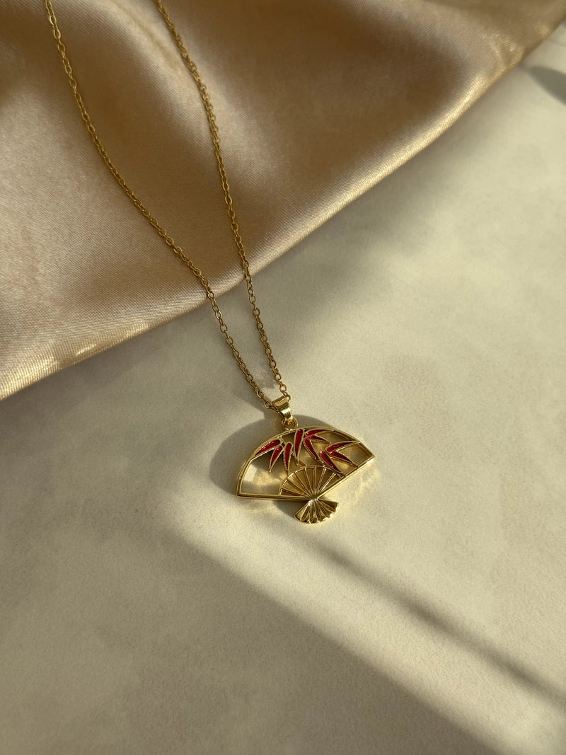Red Fan Necklace
