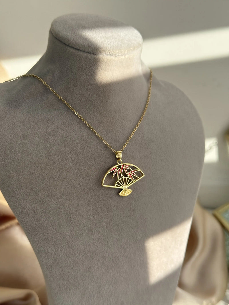 Red Fan Necklace