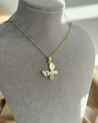 Mother-of-Pearl Butterfly Necklace - thumbnail 3