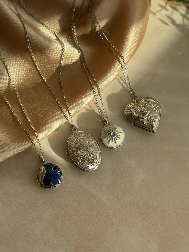 Silver Blue Sun Medallion