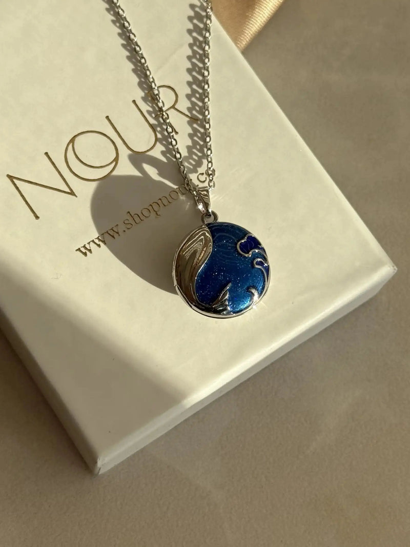 Silver Blue Sea Medallion
