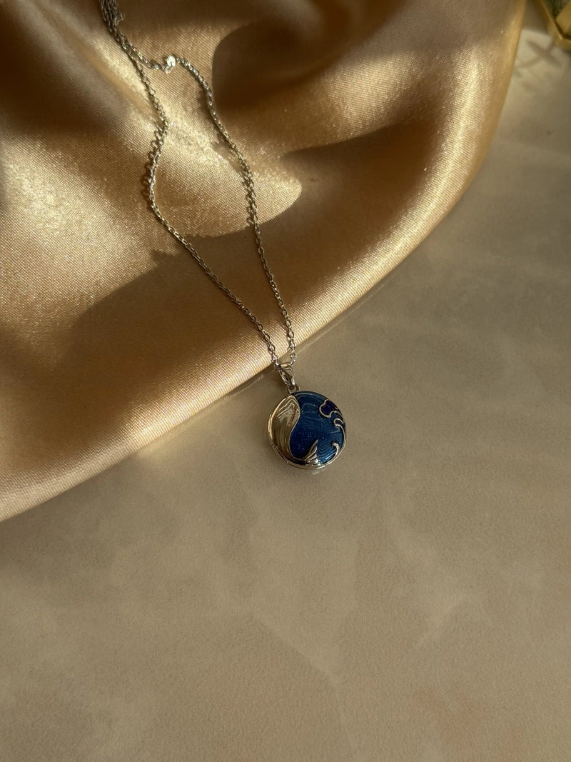 Silver Blue Sea Medallion