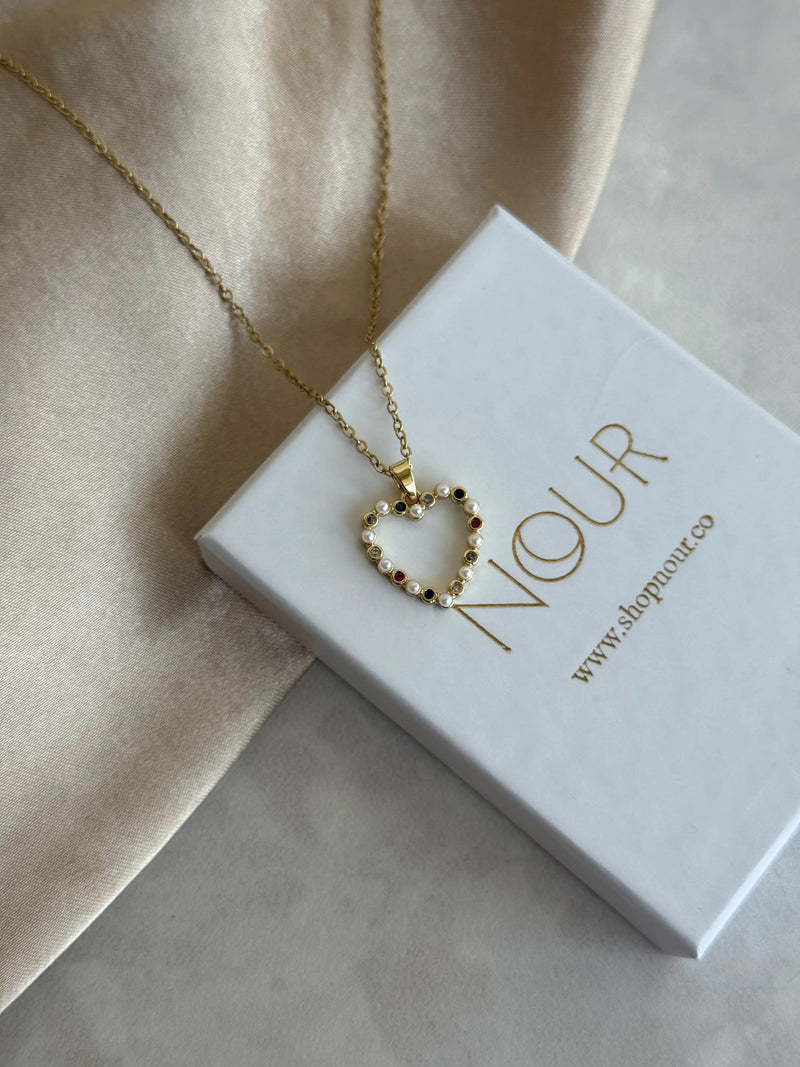 Pearl-Colored Heart Necklace