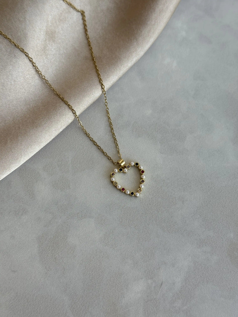 Pearl-Colored Heart Necklace