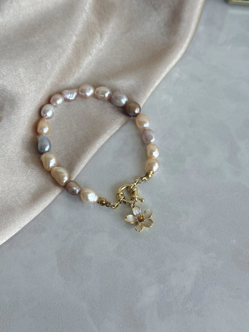Pink Pearl Lotus Bracelet