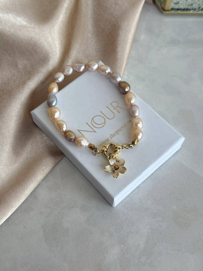 Pink Pearl Lotus Bracelet