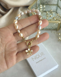 Pink Pearl Lotus Bracelet - thumbnail 2