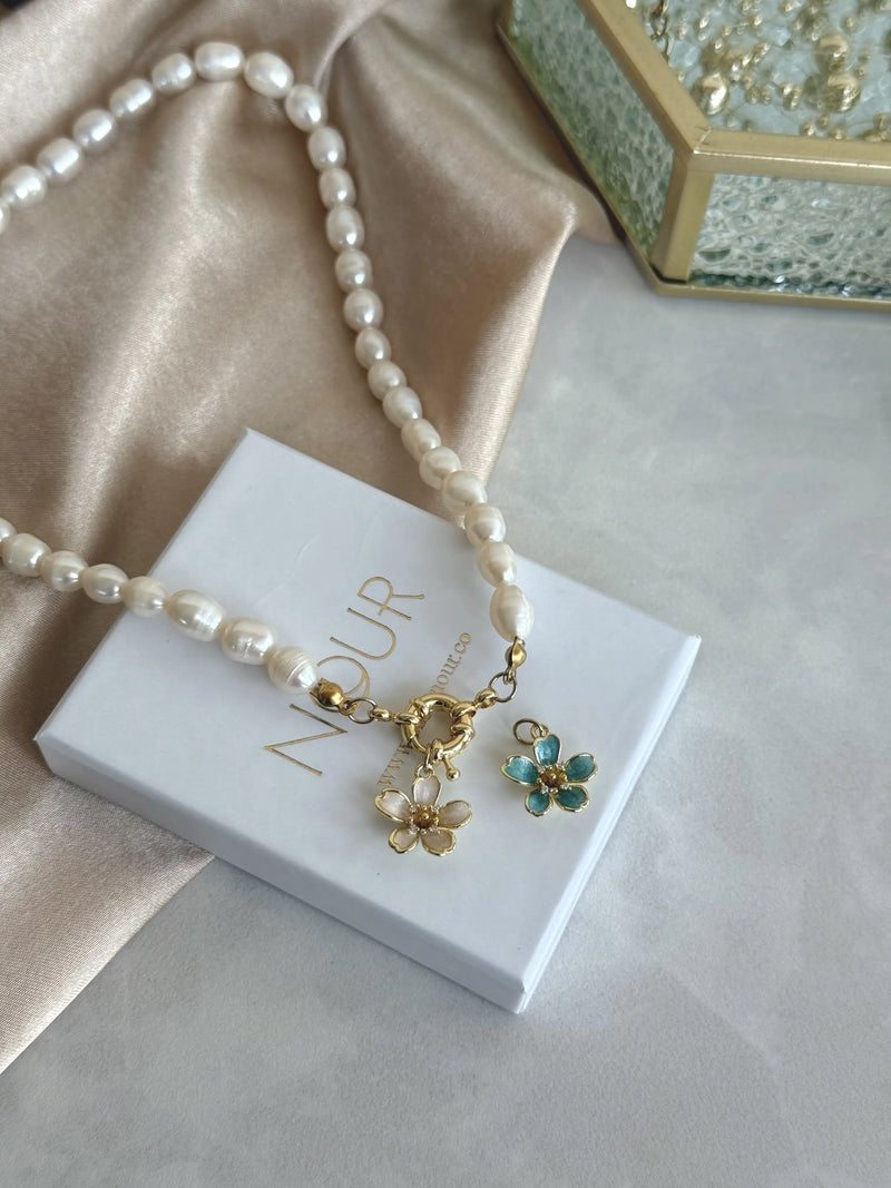 Lotus Flower Pearl Necklace