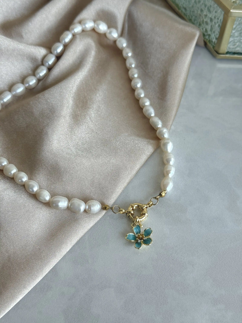 Lotus Flower Pearl Necklace