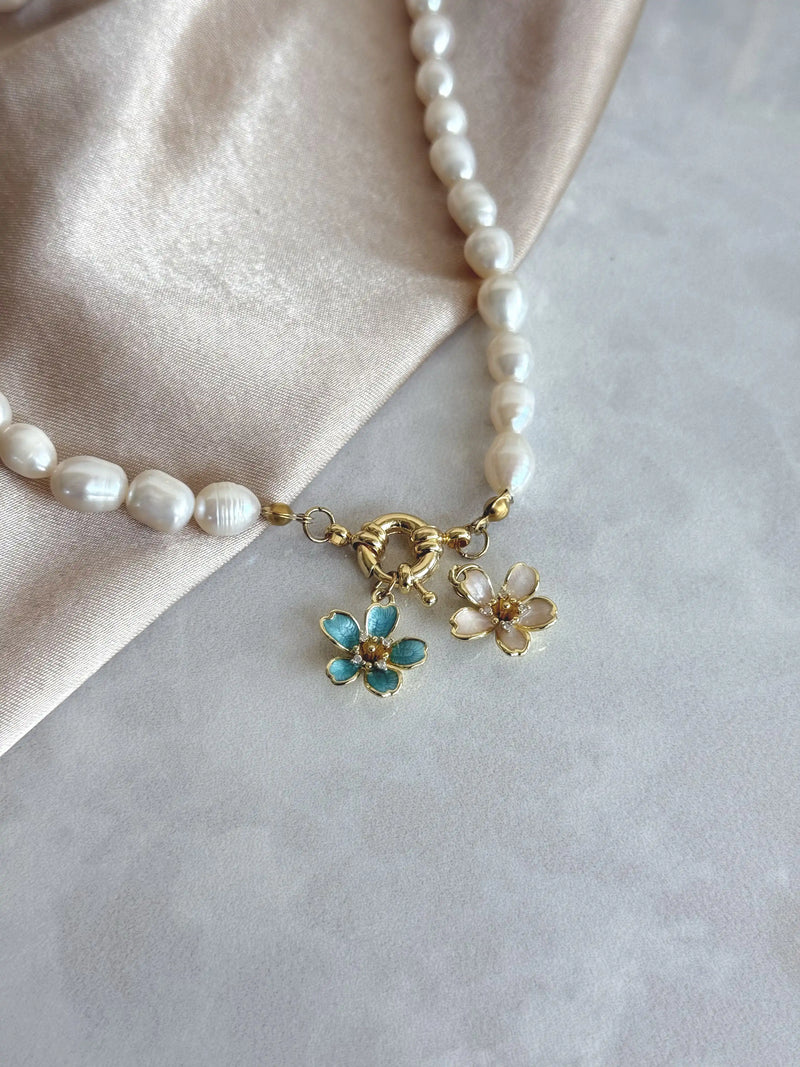 Lotus Flower Pearl Necklace
