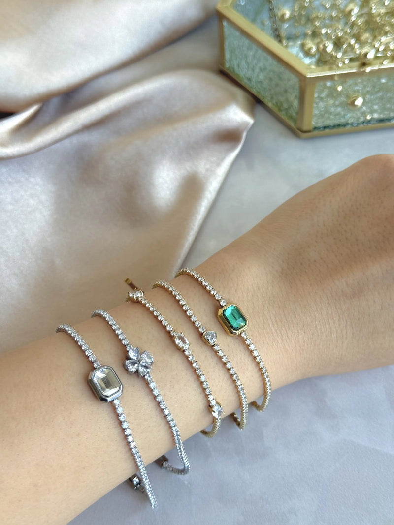 Steel Silver Baguette Tennis Bracelet