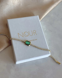 Steel Baguette Green Tennis Bracelet - thumbnail 2