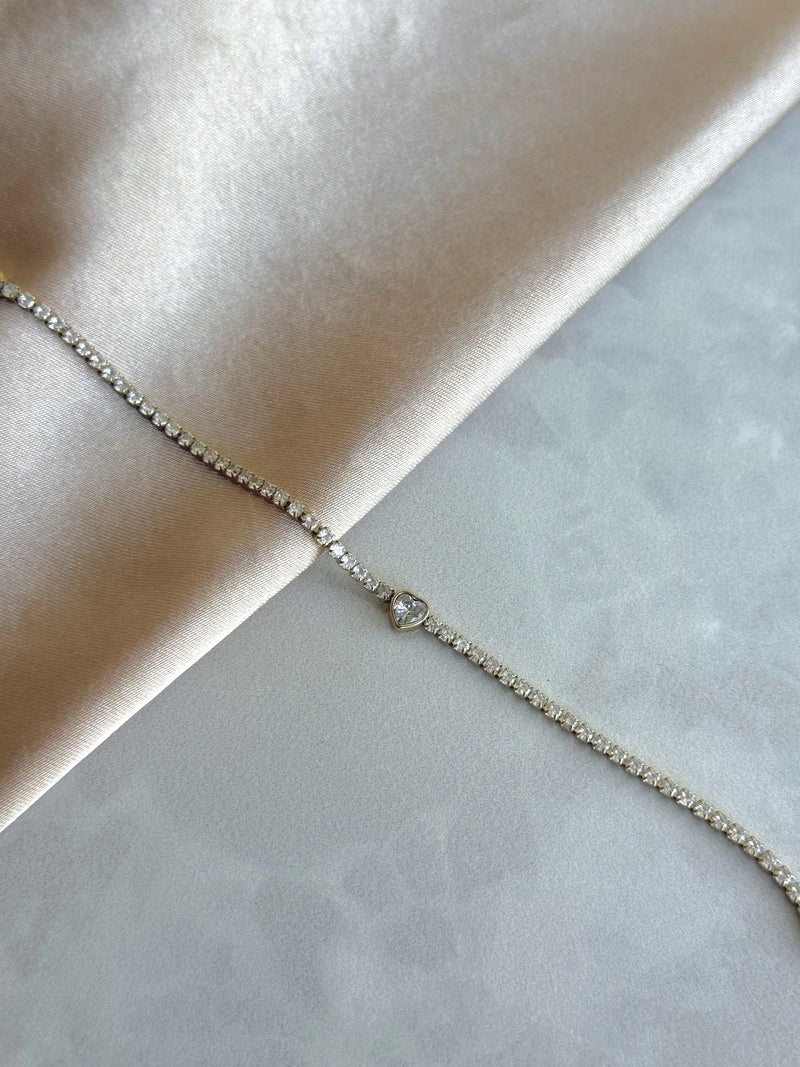 Steel Heart Tennis Bracelet
