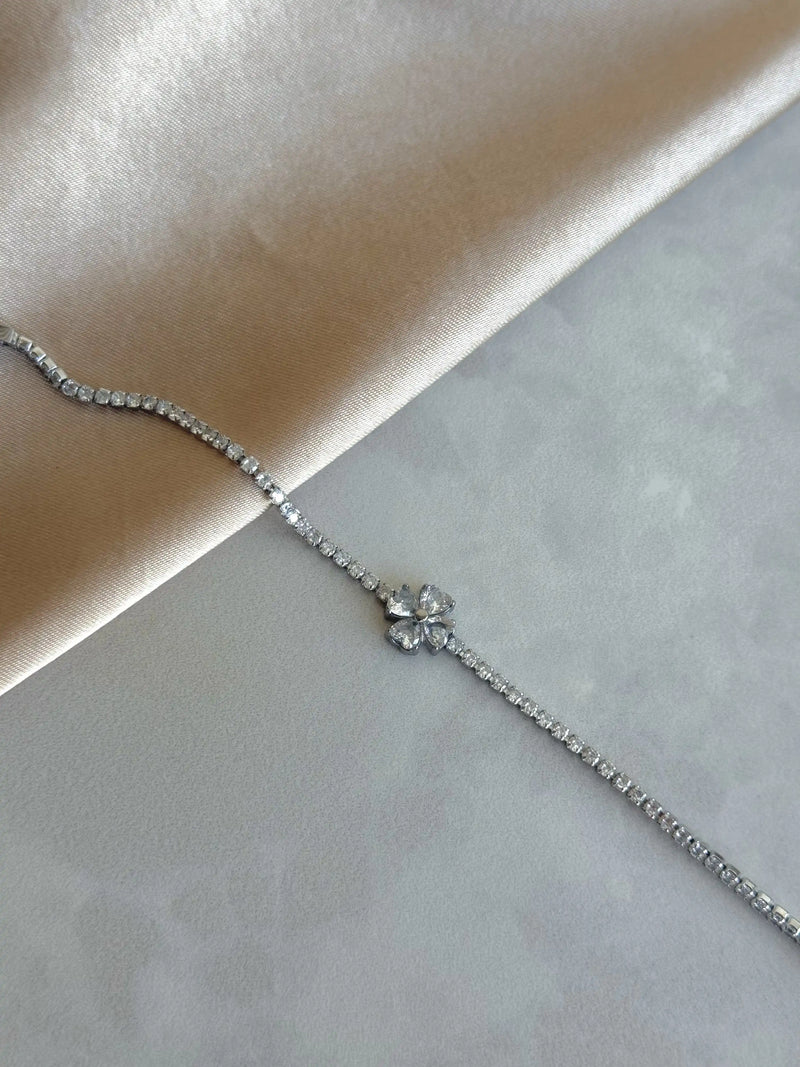 Steel Silver Clover Tennis Bracelet