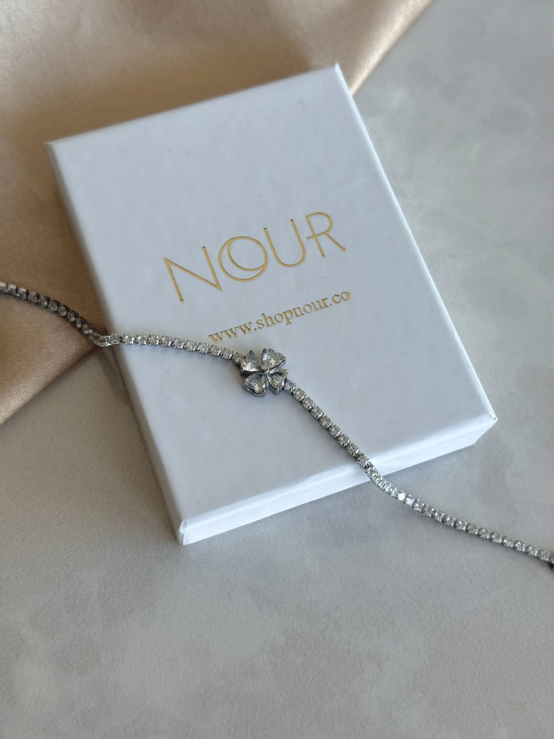 Steel Silver Clover Tennis Bracelet