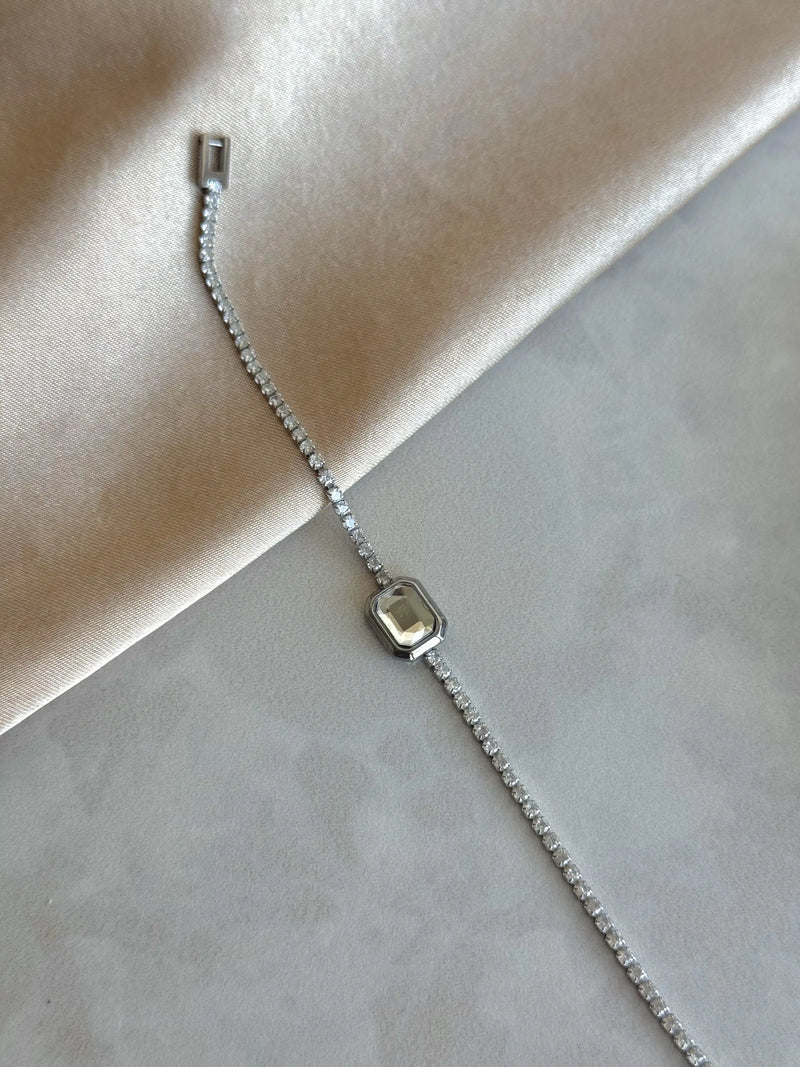 Steel Silver Baguette Tennis Bracelet