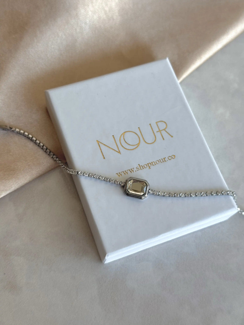 Steel Silver Baguette Tennis Bracelet