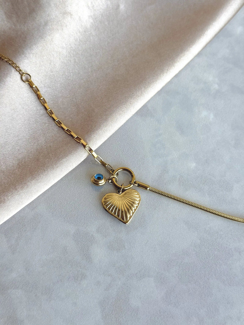 Steel Heart Evil Eye Bracelet