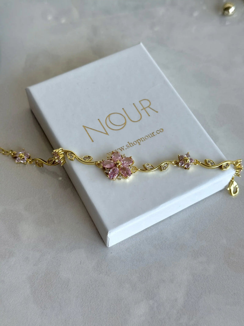 Pink Flower Bracelet Bella Series
