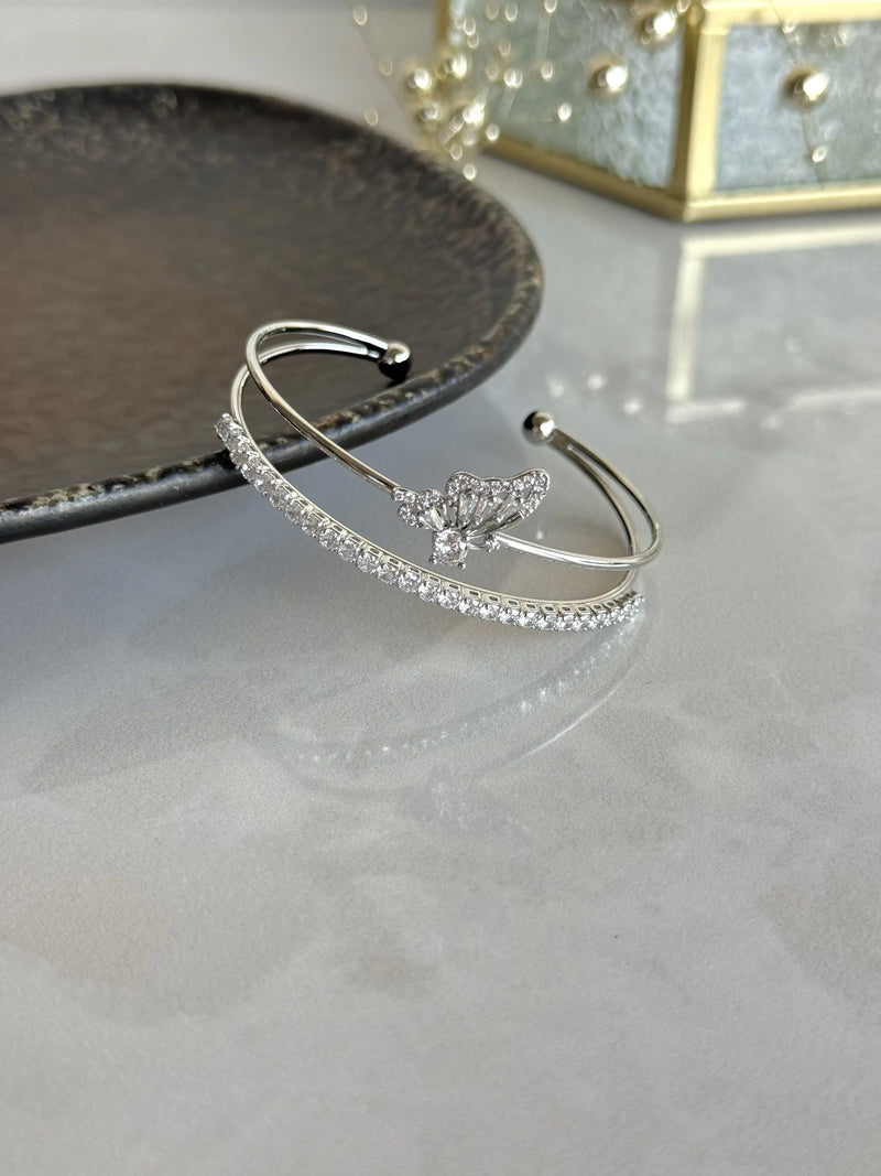 Silver Butterfly Double Bracelet Bella Series
