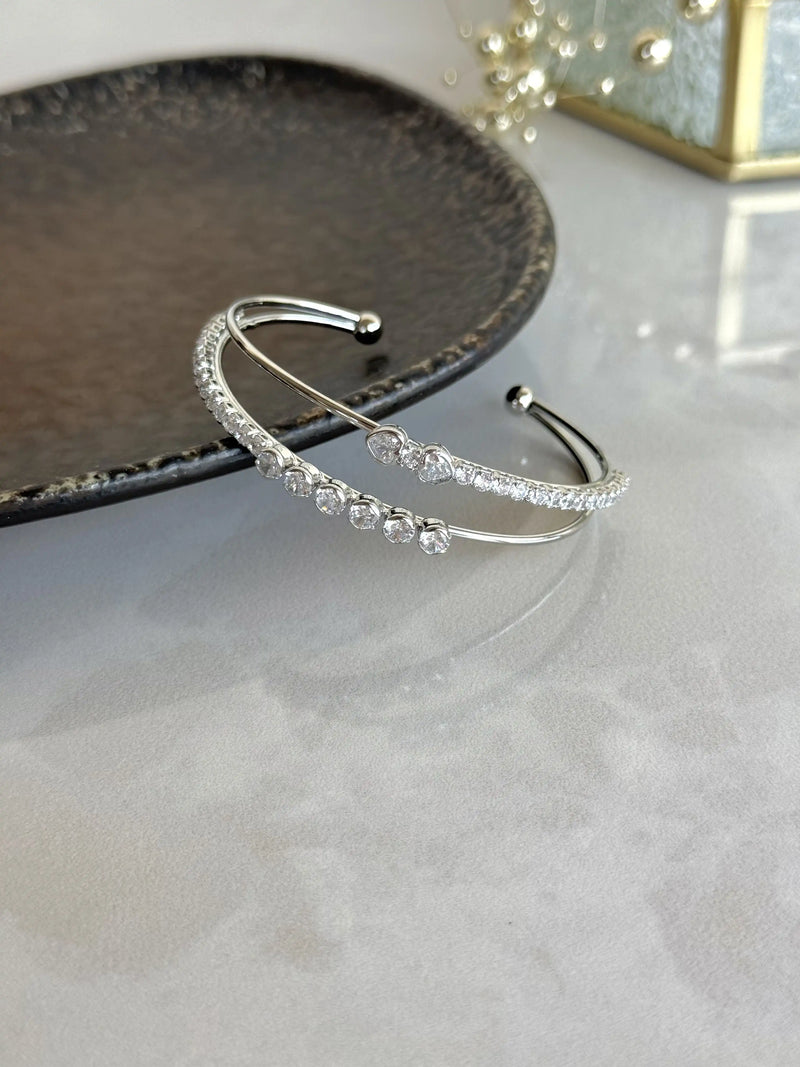 Silver Double Bracelet with Stones Bella Series