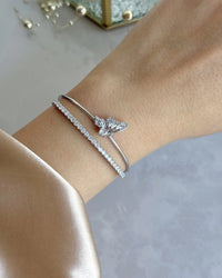 Silver Butterfly Double Bracelet Bella Series - thumbnail 1